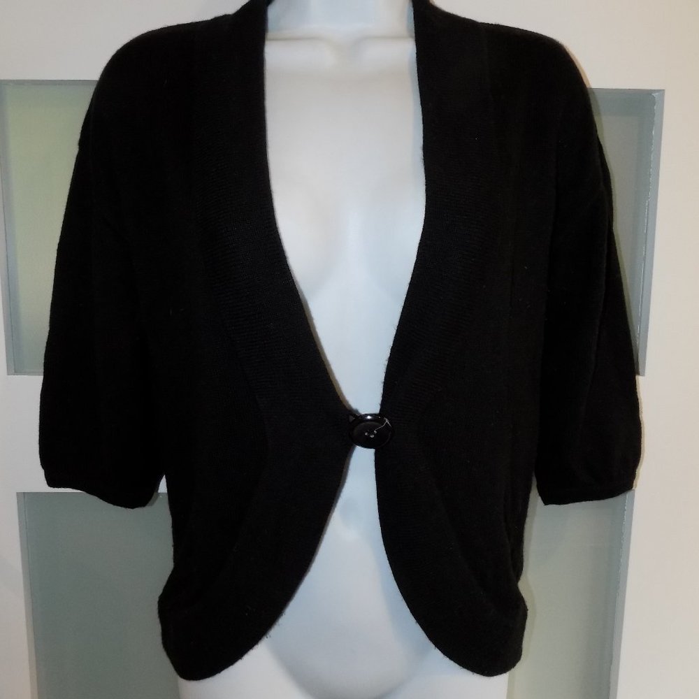 Ann Taylor Black Balloon Sleeve One Button Cardigan Sweater Size XSP Women's